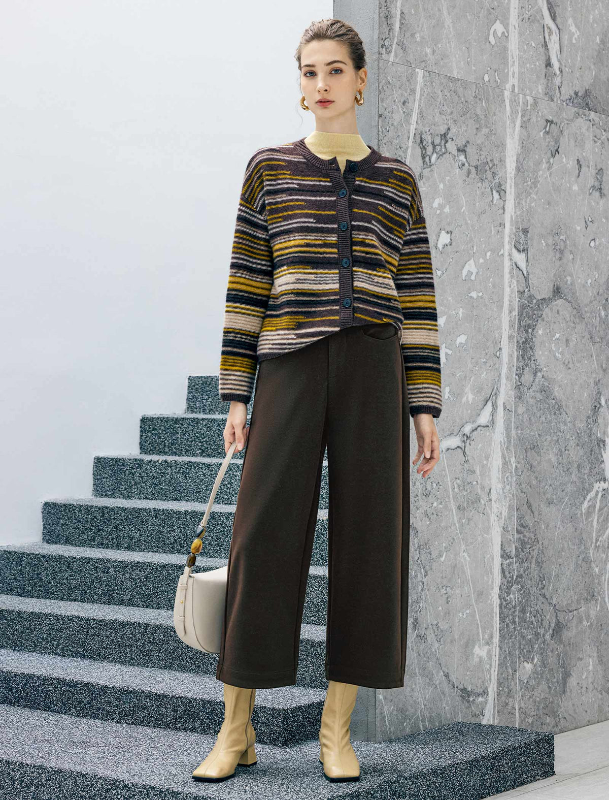 Pocket High-Waist Cropped Wide-Leg Pants