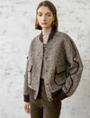 Wool-Blend Fuzzy Textured Bomber Jacket