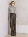 High-Waisted Faux Leather Wide-Leg Pants