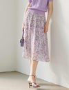 Floral Chiffon Pleated A-Line Skirt