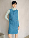 Wool Blend Textured Sleeveless Shift Dress
