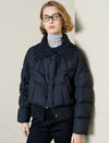 Knit-Collar Cropped Down Jacket