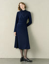Navy Mock Neck Wrap Dress