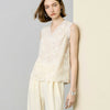 Cream Lace V-Neck Sleeveless Top - Beige
