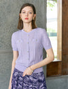 Short-Sleeve Ribbed Button-Front d Knit Top