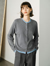 Mock‑Two‑Piece Color‑Block Knit Cardigan