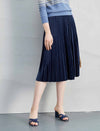 Solid Vintage Pleated A-Line Skirt