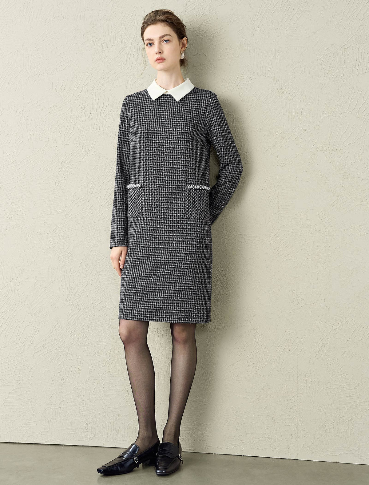 Plaid Vintage Doll Collar Straight Short Dress