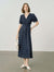 Navy Blue Polka Dot Wrap Midi Dress