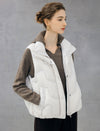 Quilted Stand-Collar Snap-Front Pocket Vest