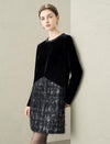 Black Velvet and Tweed Shift Dress