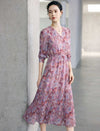 Elastic Waist Floral Chiffon Dress
