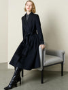 Black Wool-Cashmere Blend Self-Tie Wrap Coat