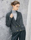 Wool Blend Shawl-Collar Double-Breasted Cropped Cardigan
