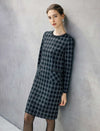 Plaid Long Sleeve Sheath Midi Dress