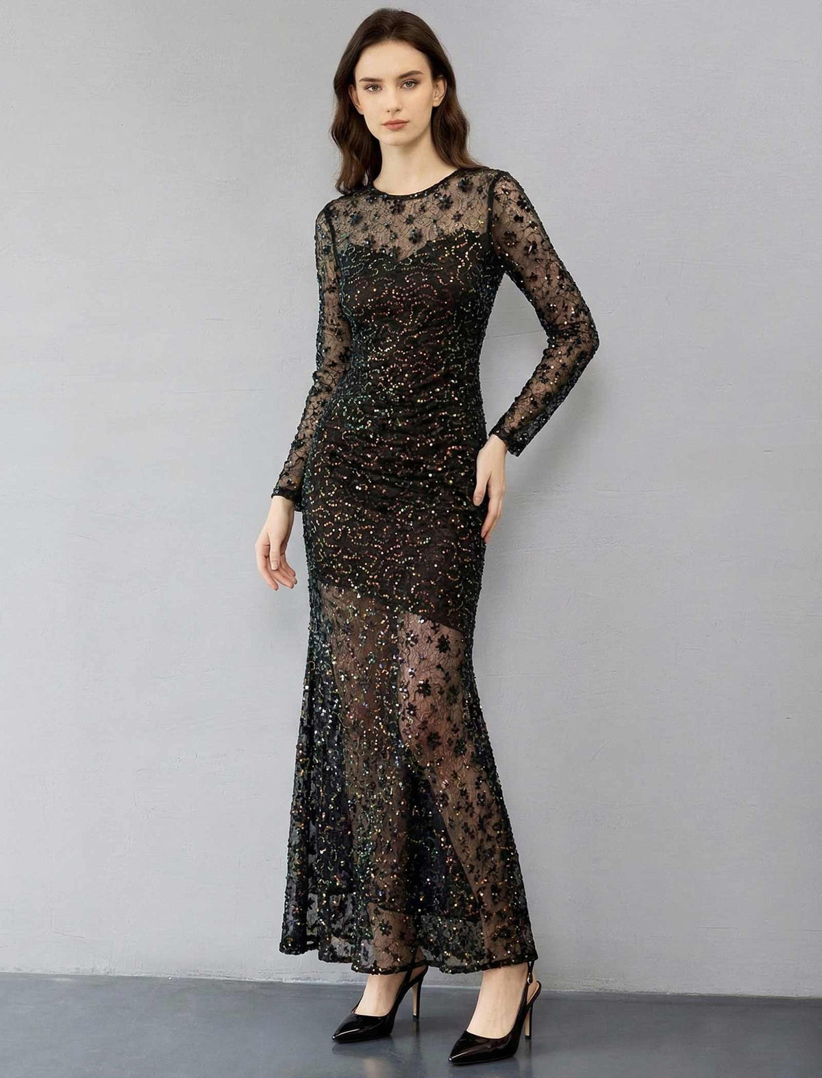Embellished Sequin Luxury Maxi Dress