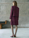 Burgundy Tweed Embellished Detail Jacket