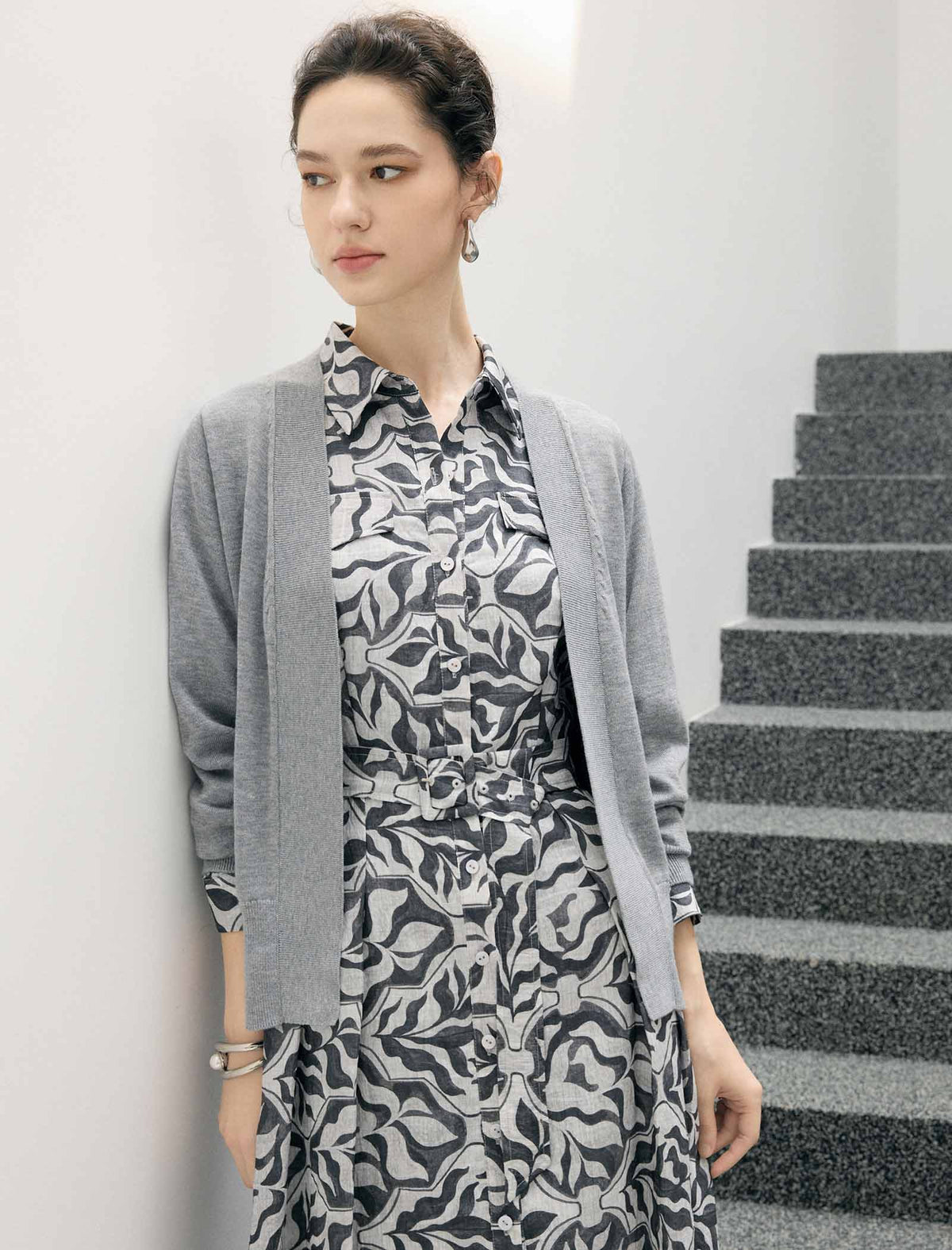 Wool Blend V-Neck Button Cardigan