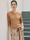 100% Wool Round Neck Button Long Sleeve Cardigan