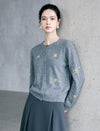 Wool Blend Beaded Firework Embroidery Long Sleeve Cardigan