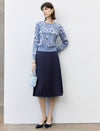 Floral Print Crew Neck Long Sleeve Knit Sweater