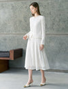 Floral Lace High-Waist A-Line Midi Skirt