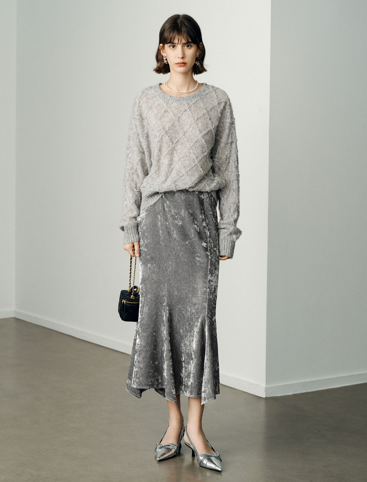 Velvet Mermaid Midi Skirt