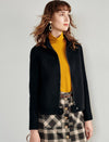 Wool Blend Plaid Long Sleeve Zip-Front Jacket