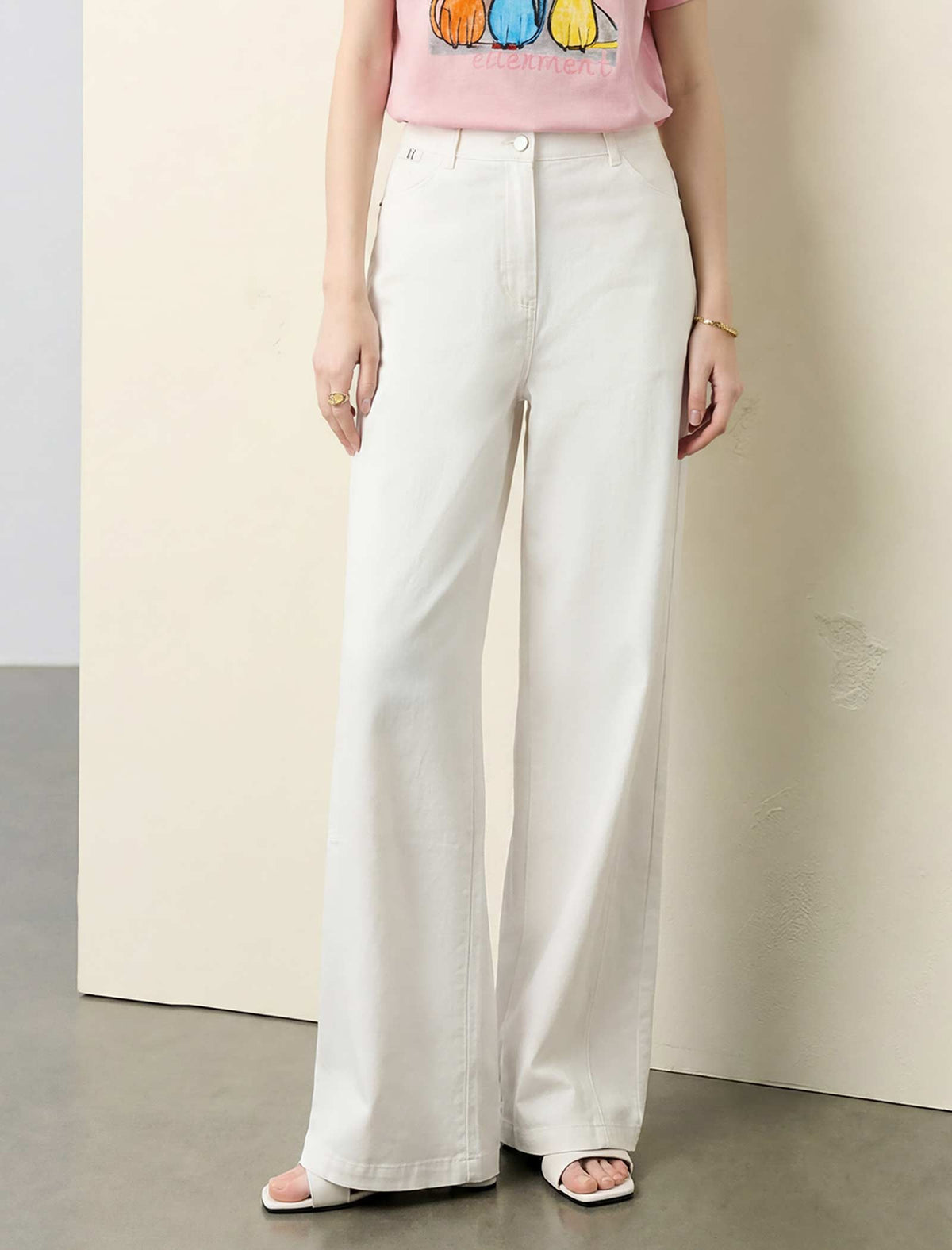 High Waisted Wide Leg Cotton Pants