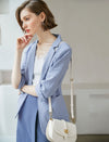 Light Blue Striped 3/4 Sleeve Blazer