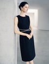 Sleeveless Embellished Waist Midi Dress