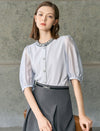 Embellished Collar Puff Sleeve Blouse