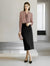 Black Front Slit Tailored Midi Pencil Skirt