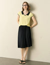 Yellow Contrast Collar Short Sleeve Knit Polo