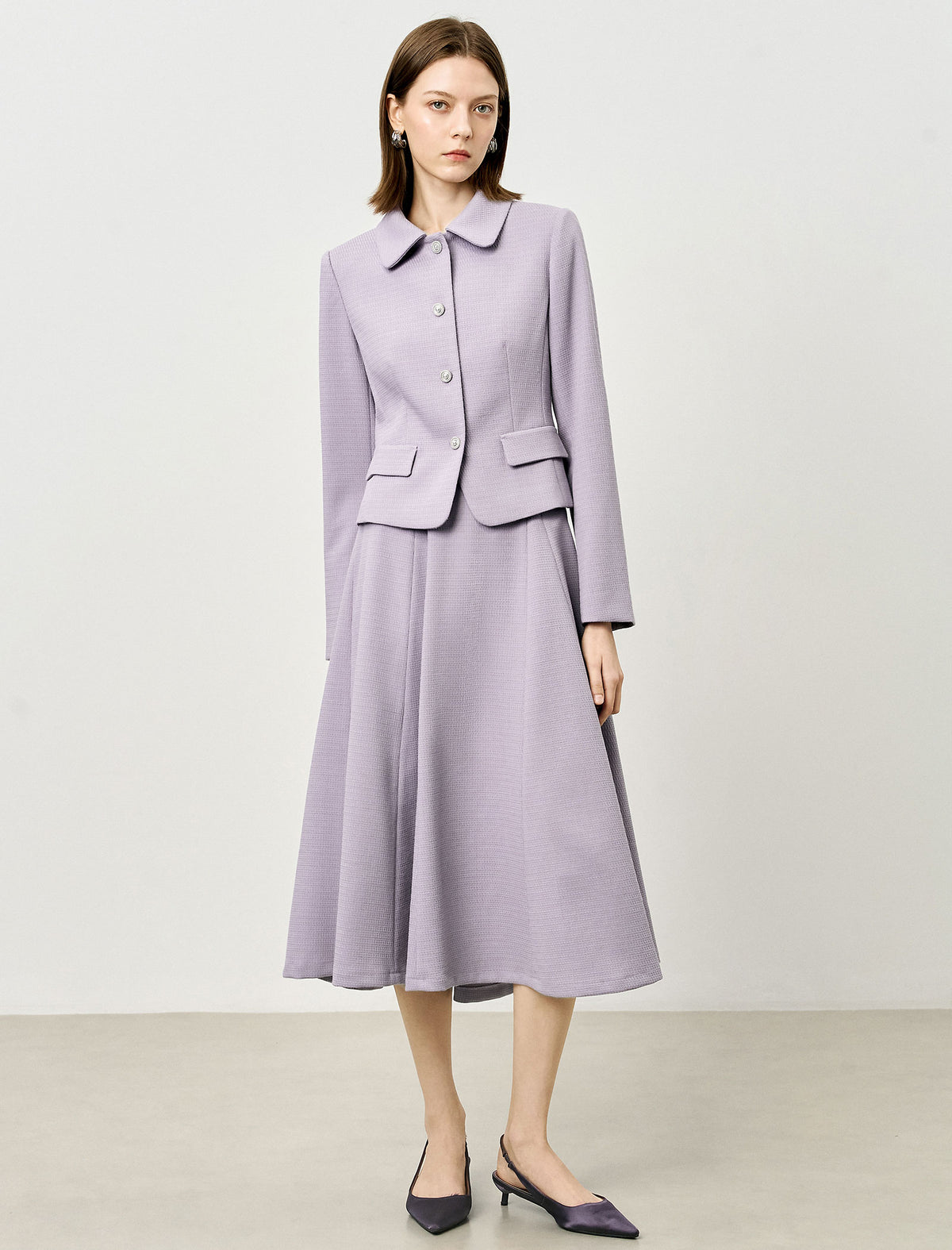 Single Breasted Collared Long Sleeve Jacket