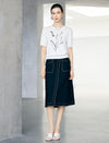 Abstract Floral Embroidered Knit Short Sleeve Top
