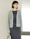 Wool Blend Sequin Cable Knit Cardigan