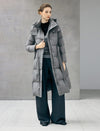 Belted Quilted Zip-Front Long Puffer Coat