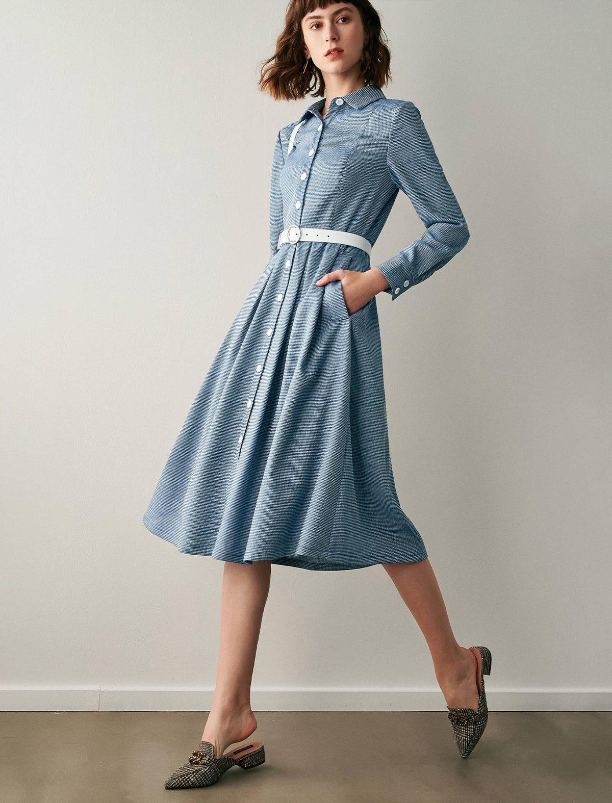 Classic Plaid Button-Front Dress