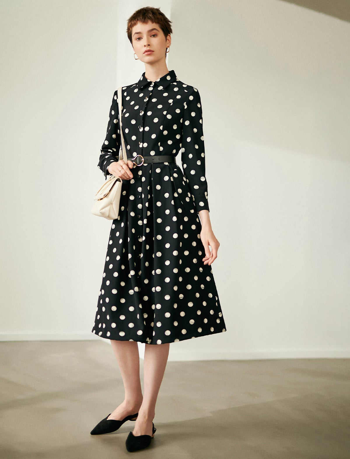 Polka-Dot Shirt Dress