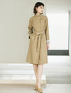 Floral Cuff Stand-Up Collar Belted Trench Coat