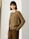 Wool Blend Vintage Round Neck Knit Cardigan