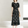 Floral Lace Midi Dress - Black