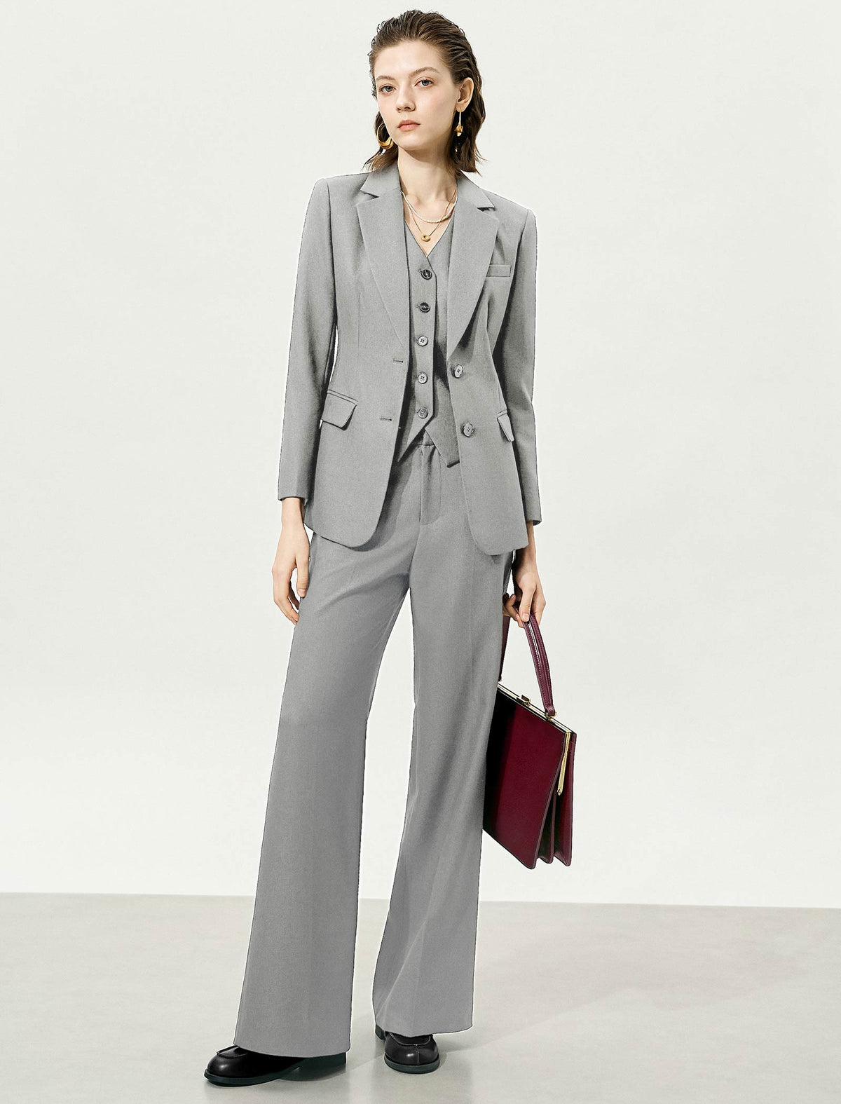 High-Waisted Loose Straight Leg Suit Pants