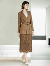Camel Belted Notched-Lapel Blazer