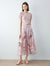 Pink Marble Print Pleated Midi Skirt