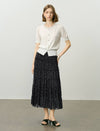 Chiffon Black Polka Dot Tiered Midi Skirt
