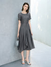 Gray Asymmetrical Hem Midi Dress