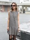 Heathered Mixed-Yarn Sleeveless Ruffle-Hem Dress