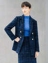Metallic Plaid Double Breasted Blazer